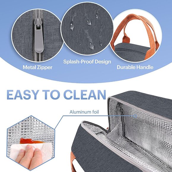 Lunch Bag for Women & Men Adult Insulated Lunch Box, Small Leakproof Cooler Food - Picture 4 of 7